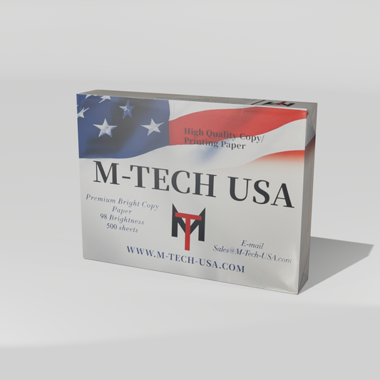 M-Tech USA paper packaging with American flag design on a white background