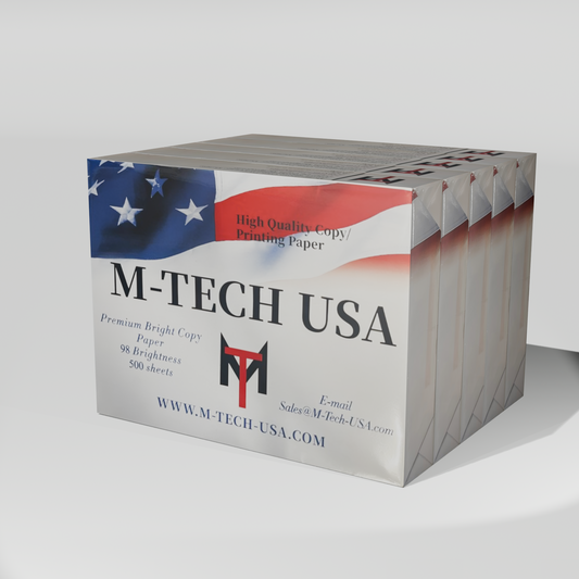 5 reams of M-TECH USA copy paper with white background